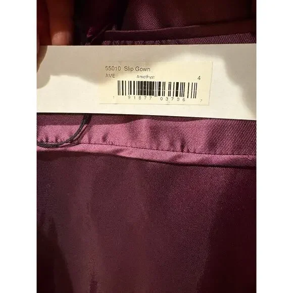 Ieena for MacDuggal the plunge v neck ballroom amethyst purple gown dress 4 - Picture 10 of 12